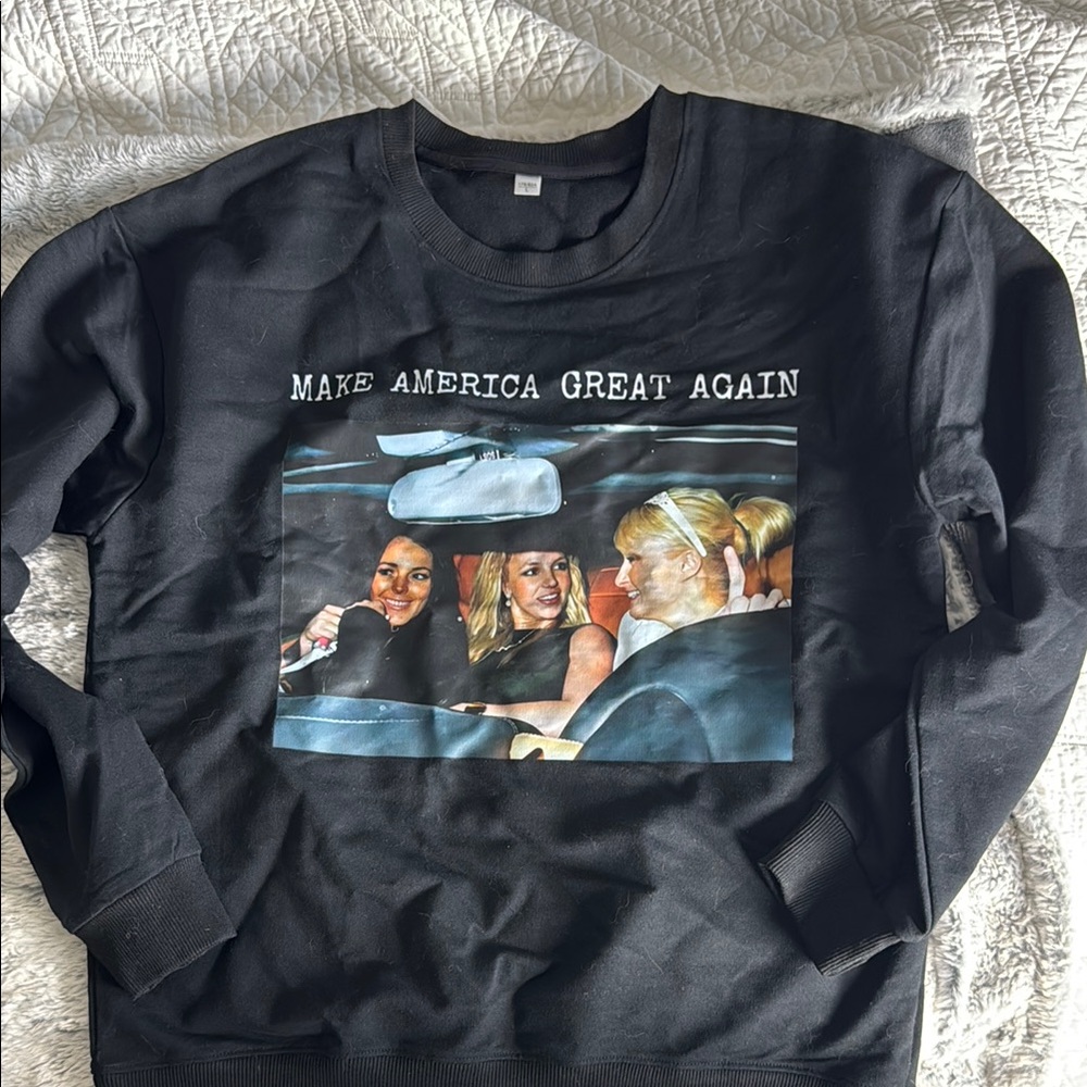 Black Crewneck Sweatshirt with Graphic Design